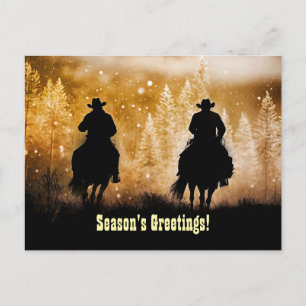 Cartão Postal Cumprimentos de Natal Country Western Cowboy