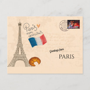 Cartão Postal Cumprimentos de Paris