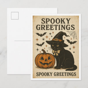 Cartão Postal Cumprimentos Sinistros de Halloween