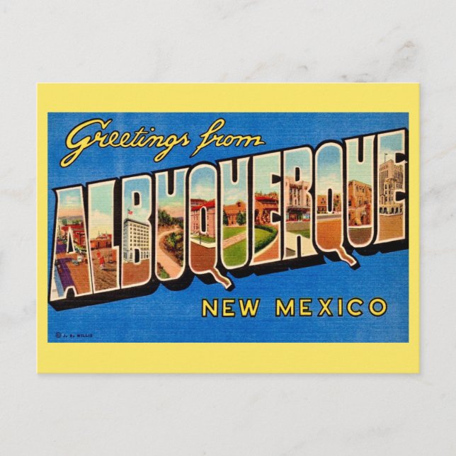 Cartão Postal Cumprimentos Vintage Albuquerque NM (Frente)
