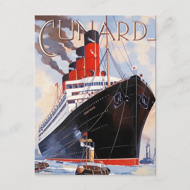 CARTÃO POSTAL CUNARD OCEAN LINER AQUITANIA (Frente)