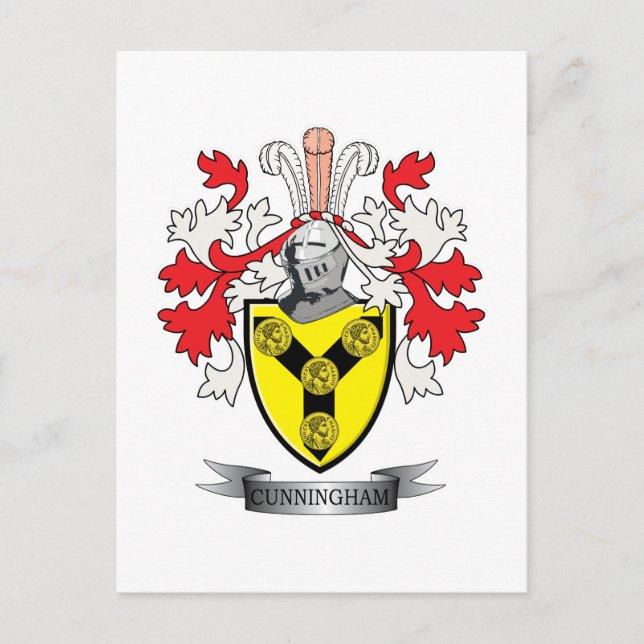 Cartão Postal Cunningham Family Crest Casaco de Armas (Frente)