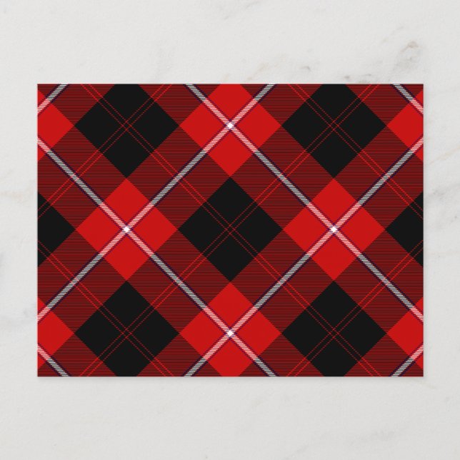 Cartão Postal Cunningham Tartan Red Xadrez Negra (Frente)