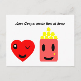 Cartão Postal Cupão de Amor: tempo de filme em casa