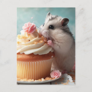 Cartão Postal Cupcake adorável para comer hamster