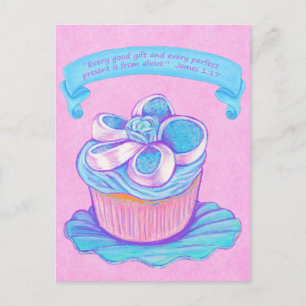 Cartão Postal Cupcake Azul~Cartão-postal de boa oferta