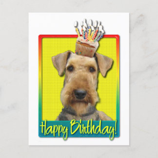 Cartão Postal Cupcake de aniversário - Airedale