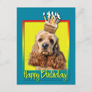 Cartão Postal Cupcake de aniversário - Cocker Spaniel