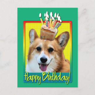 Cartão Postal Cupcake de aniversário - Corgi - Owen