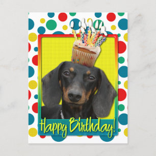 Cartão Postal Cupcake de aniversário - Dachshund - Winston