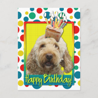 Cartão Postal Cupcake de aniversário - GoldenDoodle
