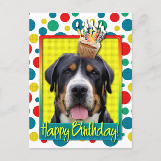 Cartão Postal Cupcake de aniversário - Grande Cão de Montanha Su