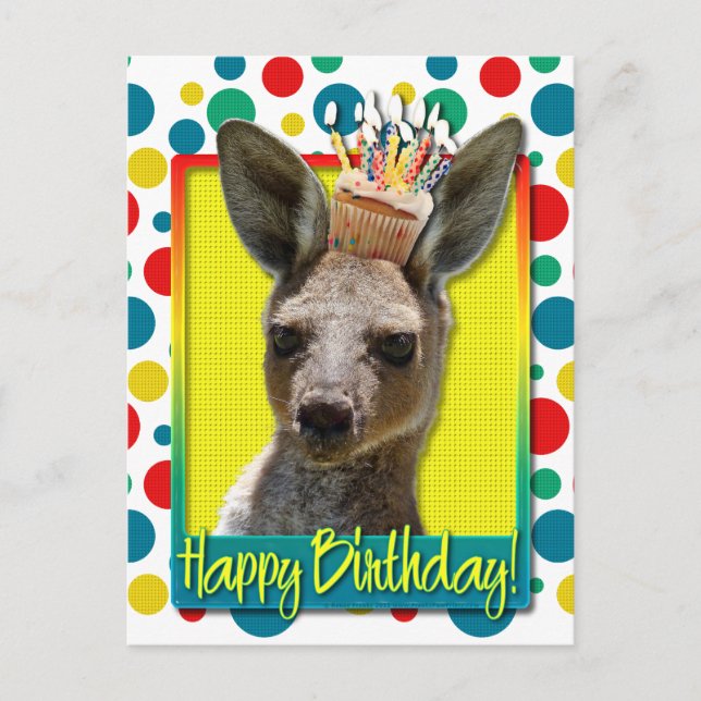 Cartão Postal Cupcake de aniversário - Kangaroo (Frente)