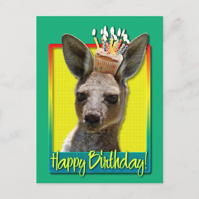 Cartão Postal Cupcake de aniversário - Kangaroo (Frente)