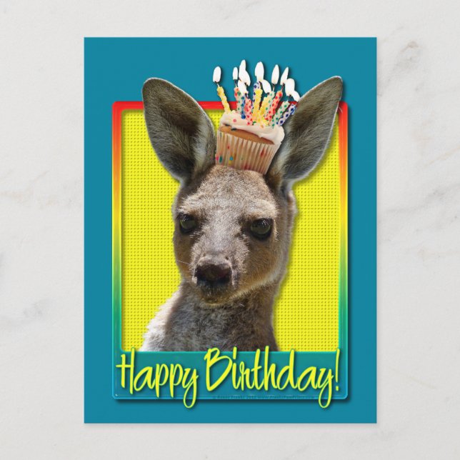Cartão Postal Cupcake de aniversário - Kangaroo (Frente)