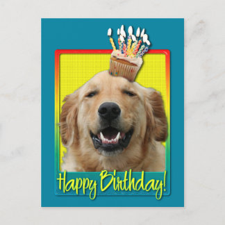 Cartão Postal Cupcake de aniversário - Ouro Retriever - Mickey