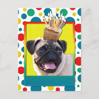 Cartão Postal Cupcake de aniversário - Pug