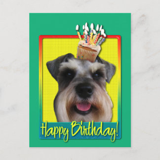Cartão Postal Cupcake de aniversário - Schnauzer