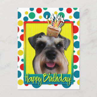 Cartão Postal Cupcake de aniversário - Schnauzer