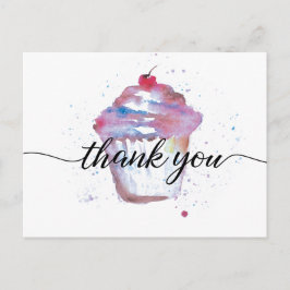 Cartão Postal Cupcake de Aquarela Doce Sem logótipo Bakery