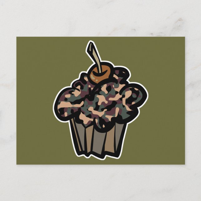 Cartão Postal cupcake de camuflagem (Frente)