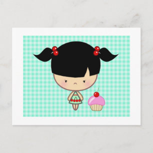 Cartão Postal Cupcake de Cherry Kawaii