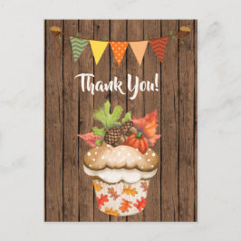 Cartão Postal Cupcake de outono bonito e queda de Bunting Obriga