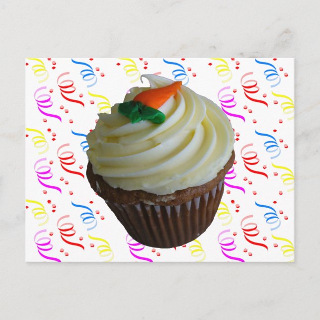Cartão Postal Cupcake de Tremor de Cenoura com Confetti (Frente)