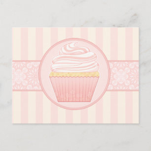 Cartão Postal Cupcake elegante rosa