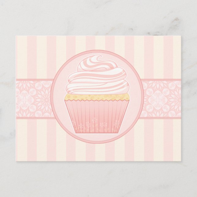 Cartão Postal Cupcake elegante rosa (Frente)