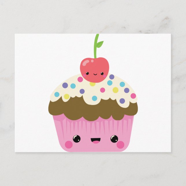 Cartão Postal Cupcake Kawaii Cute (Frente)