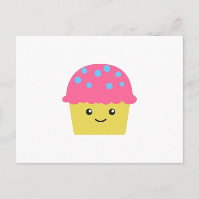 Cartão Postal Cupcake Kawaii Cute (Frente)