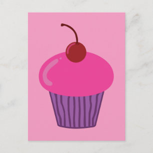 Cartão Postal Cupcake rosa