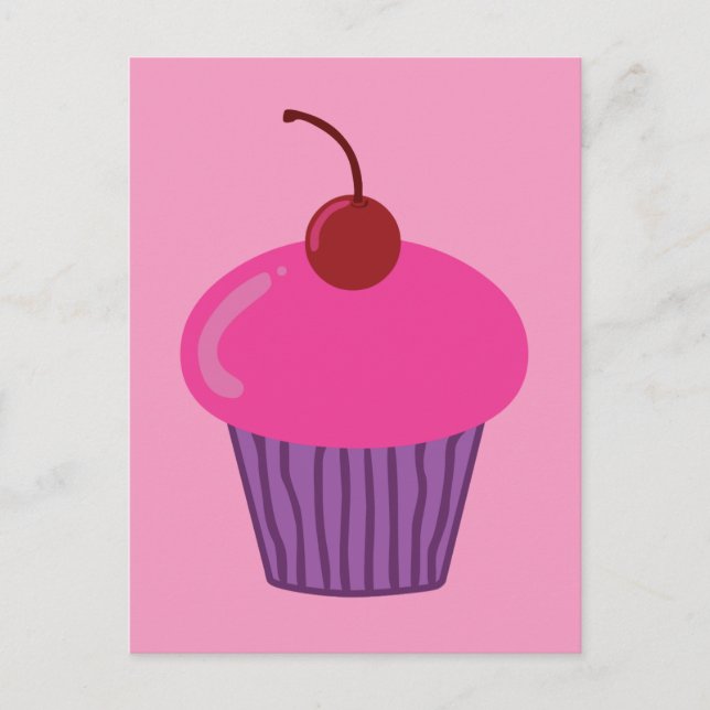 Cartão Postal Cupcake rosa (Frente)