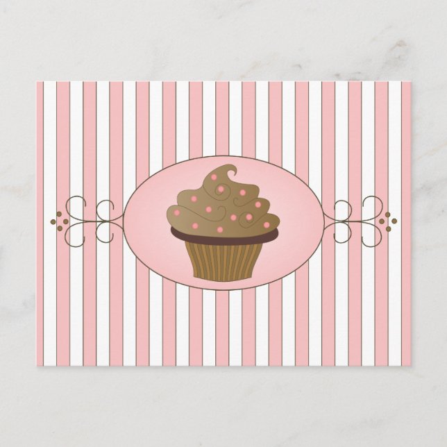 Cartão Postal Cupcake rosa (Frente)
