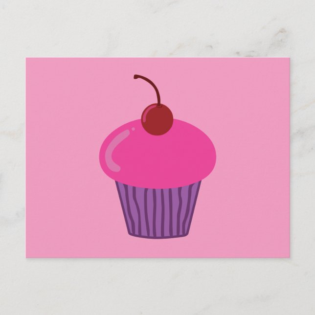 Cartão Postal Cupcake rosa (Frente)