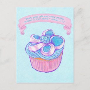 Cartão Postal Cupcake Rosa~Cartão-postal de boa oferta
