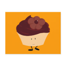 Cupcake sorridente com glacé de flor de chocolate
