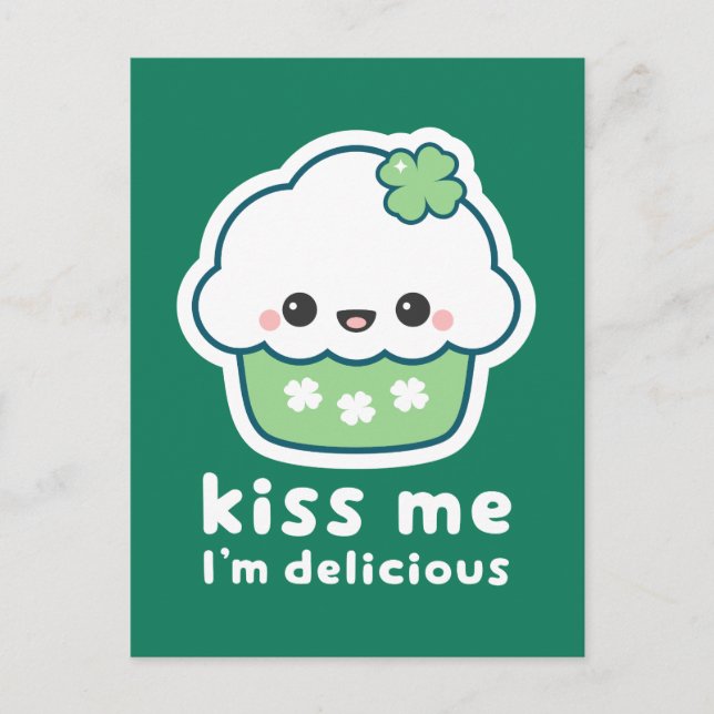 Cartão Postal Cupcake Sortudo do Dia de São Patrício (Frente)