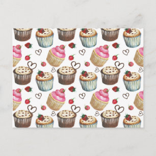 Cartão Postal Cupcakes de aquarela