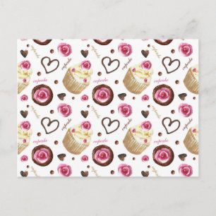Cartão Postal Cupcakes de aquarela