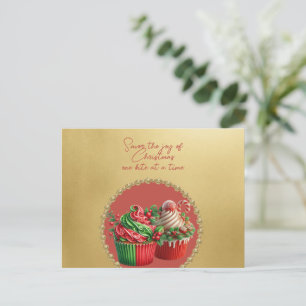 Cartão Postal Cupcakes de Natal Saboreie a Alegria