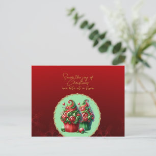 Cartão Postal Cupcakes de Natal Saboreie a Alegria