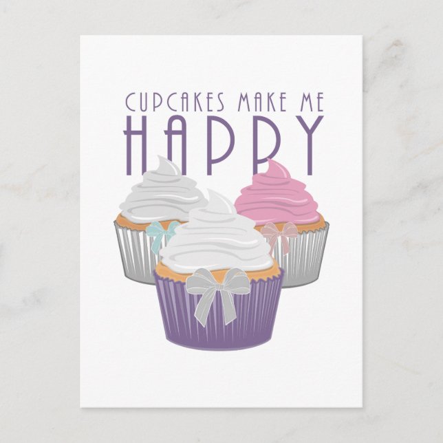 Cartão Postal Cupcakes me fazem feliz (Frente)
