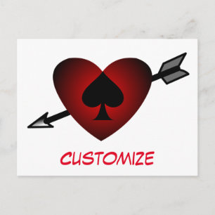 Cartão Postal Cupid Heart Black Spade Thunder_Cove
