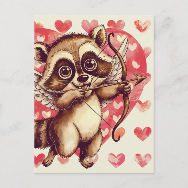 Cartão Postal Cupid Raccoon (Frente)