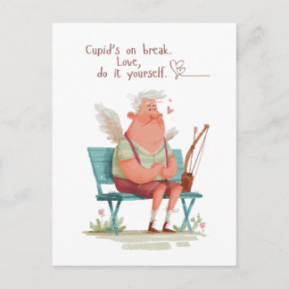 Cartão Postal Cupid’s on break. Love, do it yourself.
