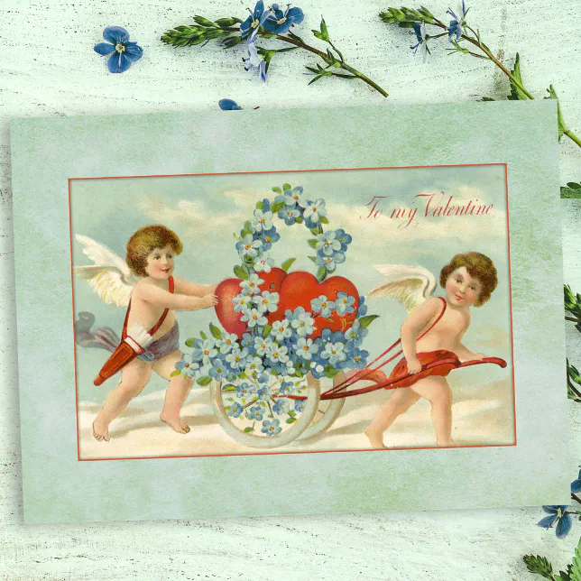 Cartão postal de mensagem de Namorados Cupids, Zazzle Brasil