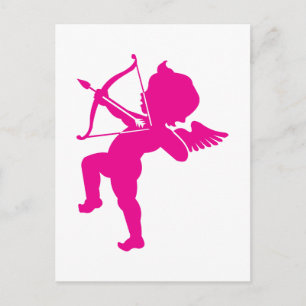 Cartão Postal Cupido - Arco de Cupido Rosa Quente e Seta de Pós