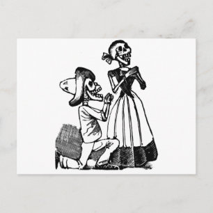 Cartão Postal Cupido Calavera, Skeleton Lovers c. anos 1900